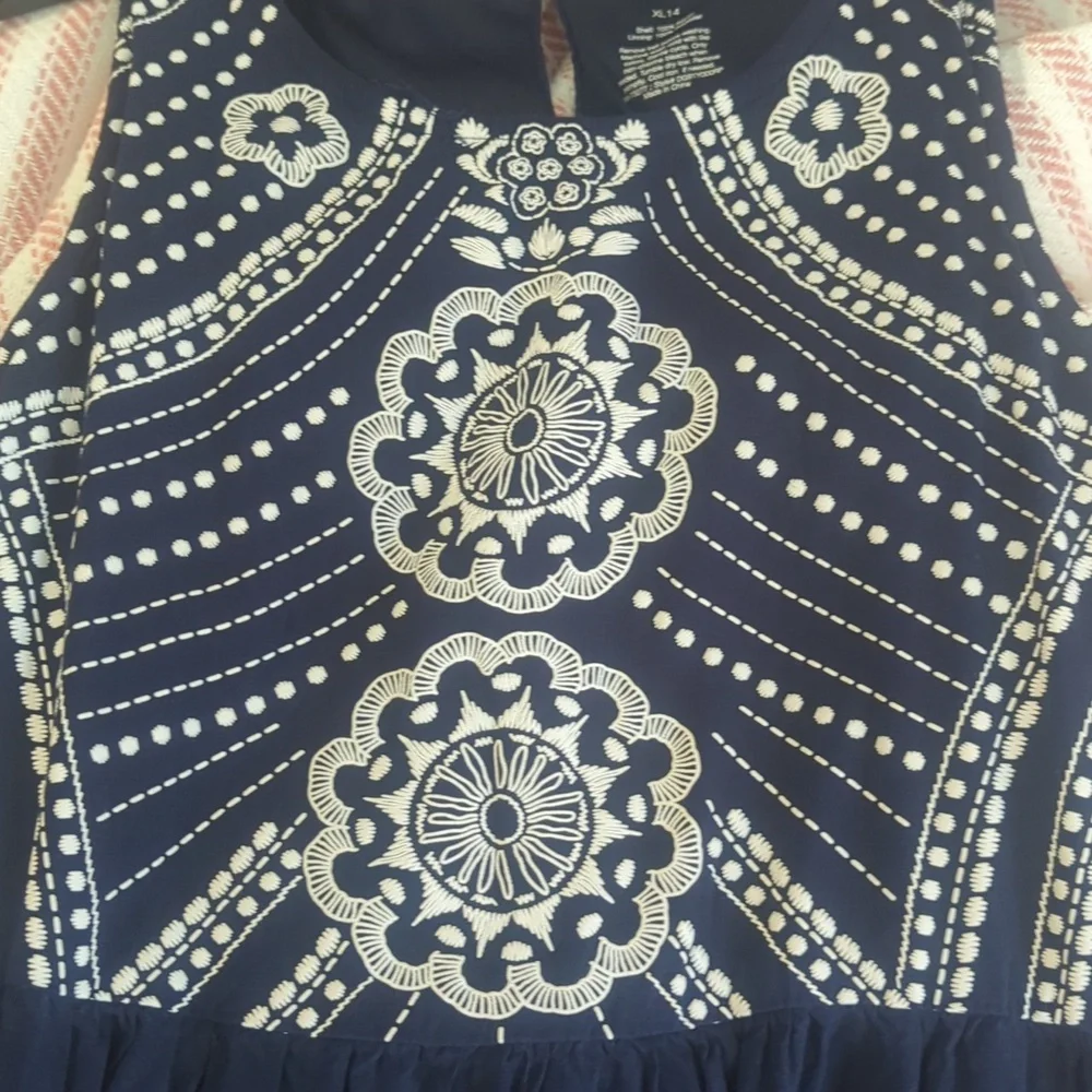 SO Navy Blue Girls size XL (14)‎ Embroidered Sleeveless Casual Summer Dress 128